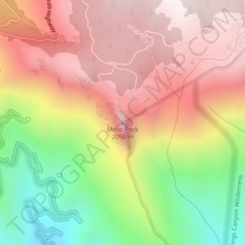 Moro Rock topographic map, elevation, terrain