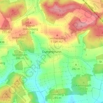 Duttenbrunn topographic map, elevation, terrain