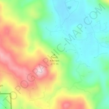 Devils Kitchen topographic map, elevation, terrain