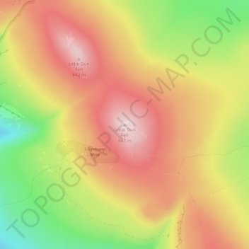 Great Dun Fell topographic map, elevation, terrain