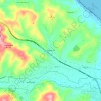 Palombara topographic map, elevation, terrain