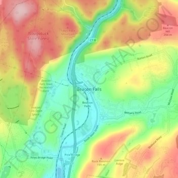 Beacon Falls topographic map, elevation, terrain