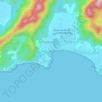 Nelayan Village topographic map, elevation, terrain
