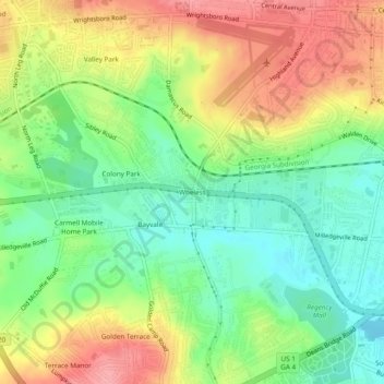 Wheless topographic map, elevation, terrain