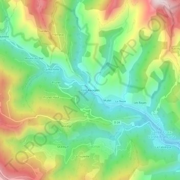Pont Ravagers topographic map, elevation, terrain