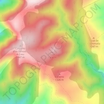 Tozal de Sevill topographic map, elevation, terrain