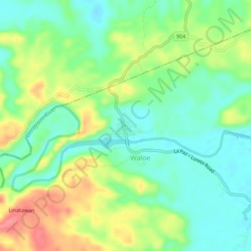 Waloe topographic map, elevation, terrain