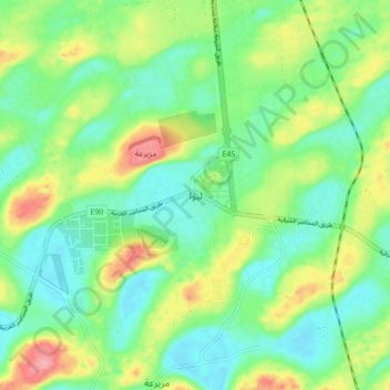 Liwa topographic map, elevation, terrain