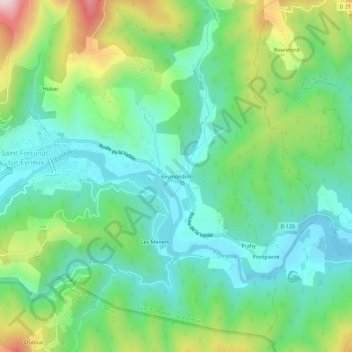 Reymondon topographic map, elevation, terrain