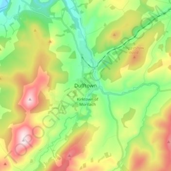 Dufftown topographic map, elevation, terrain
