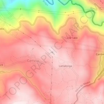 Campos topographic map, elevation, terrain