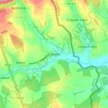 Grendel topographic map, elevation, terrain