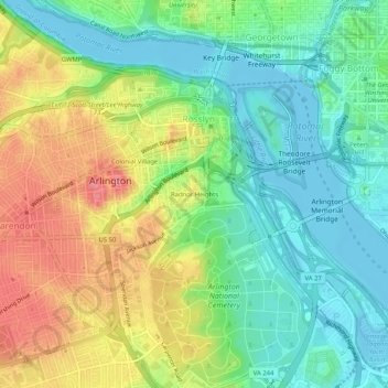 Radnor Heights topographic map, elevation, terrain
