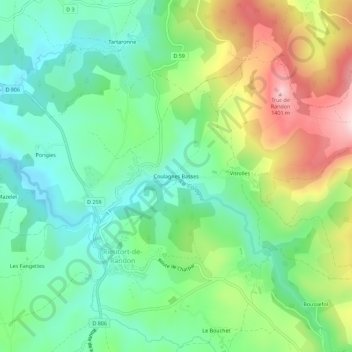 Coulagnes Basses topographic map, elevation, terrain