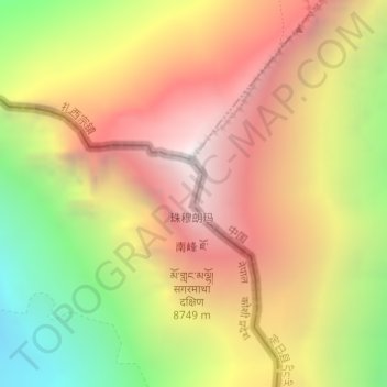 Hillary Step topographic map, elevation, terrain