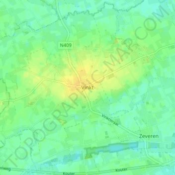 Vinkt topographic map, elevation, terrain