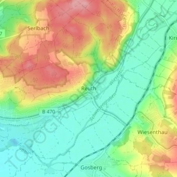 Reuth topographic map, elevation, terrain