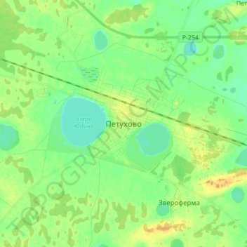 Петухово topographic map, elevation, terrain