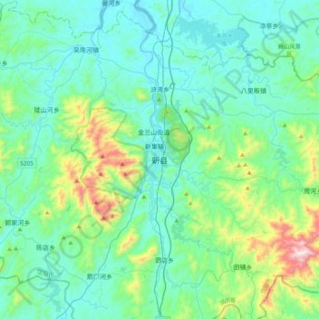 新县 topographic map, elevation, terrain