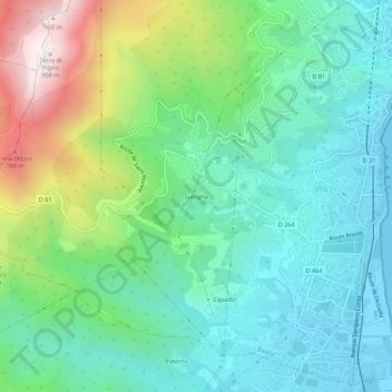 Subigna topographic map, elevation, terrain