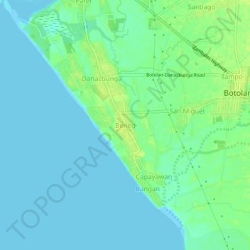 Beneg topographic map, elevation, terrain