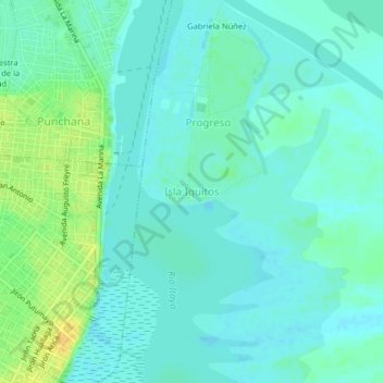 Isla Iquitos topographic map, elevation, terrain