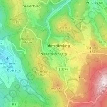 Niederreifenberg topographic map, elevation, terrain