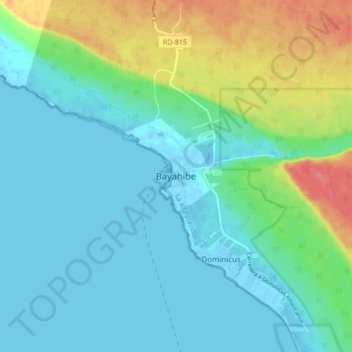 Bayahibe topographic map, elevation, terrain