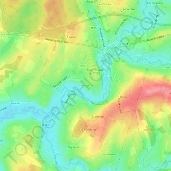 Pretin topographic map, elevation, terrain