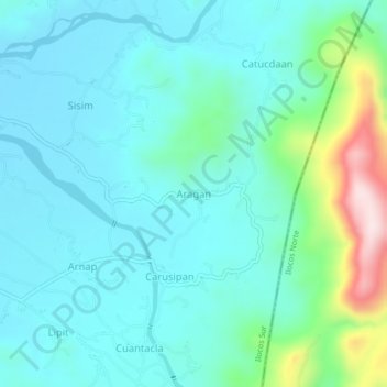 Aragan topographic map, elevation, terrain