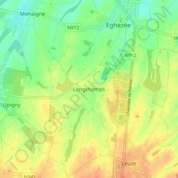 Longchamps topographic map, elevation, terrain