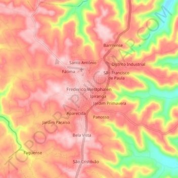 Frederico Westphalen topographic map, elevation, terrain