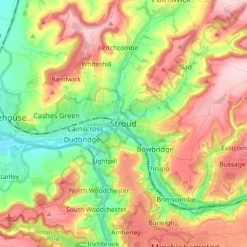 Stroud topographic map, elevation, terrain