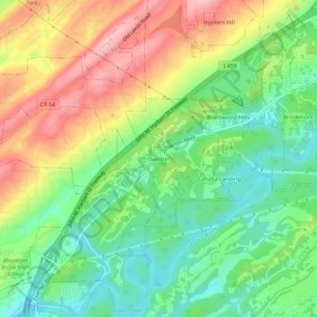 Overton topographic map, elevation, terrain