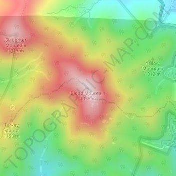 Blood Mountain topographic map, elevation, terrain