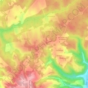La Croix de Ruchal topographic map, elevation, terrain