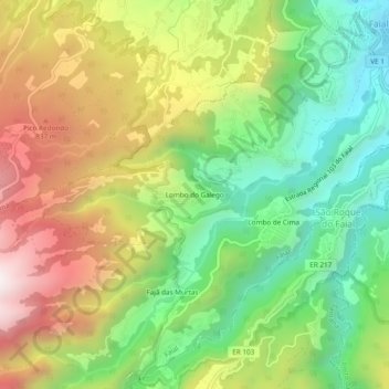 Lombo do Galego topographic map, elevation, terrain