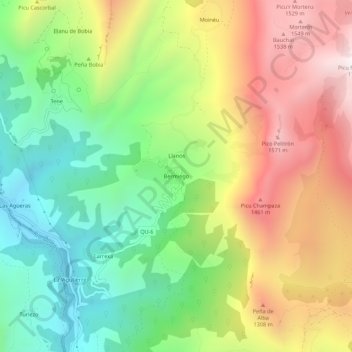 Bermiego topographic map, elevation, terrain