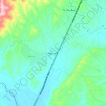 Yaguate topographic map, elevation, terrain