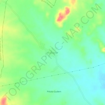 Mallapur topographic map, elevation, terrain