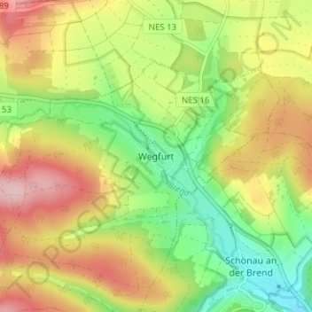 Wegfurt topographic map, elevation, terrain