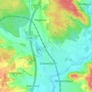 Neuhaus topographic map, elevation, terrain