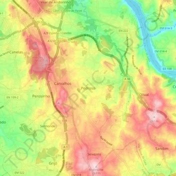Pedroso topographic map, elevation, terrain