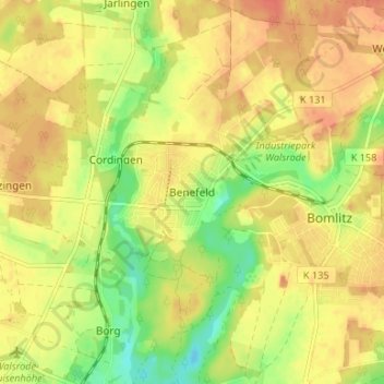 Benefeld topographic map, elevation, terrain
