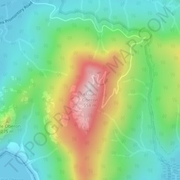 Mount Oberon topographic map, elevation, terrain
