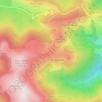 iraty-Pottok topographic map, elevation, terrain