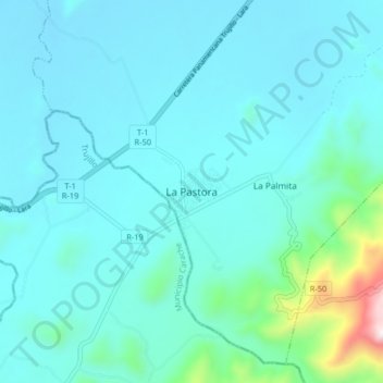 La Pastora topographic map, elevation, terrain