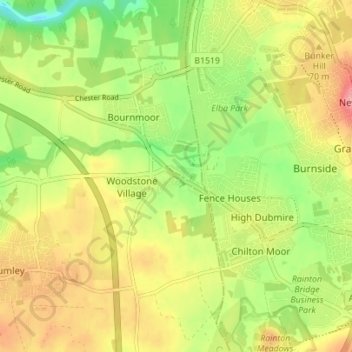 Lambton topographic map, elevation, terrain