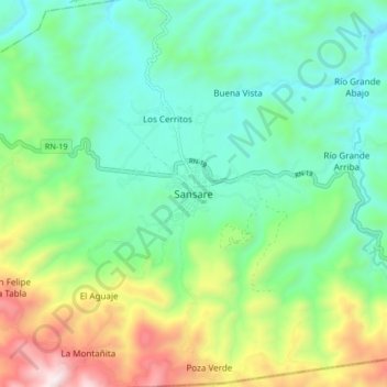 Sansare topographic map, elevation, terrain
