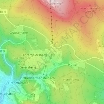 Fleckl topographic map, elevation, terrain